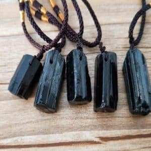 Natural Crystal Black Tourmaline Rough Stone Pendant