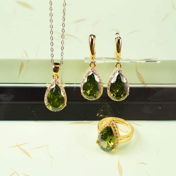 Drop-shaped Zircon Non-fading Ornament Three-piece Set