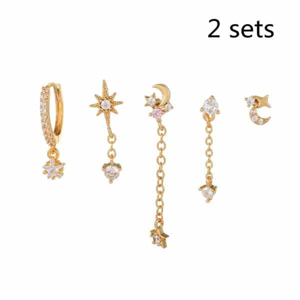 Women's Fashion Star Moon Element Earrings Set