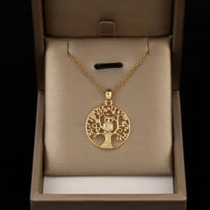 Gold Lucky Tree Owl Pendant Necklace Temperament Entry Lux
