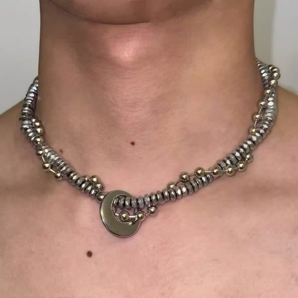 Hip Hop Necklace Future Sense Heavy Industry Winding Steel Titanium Metal