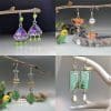 Vintage Geometric Long Turquoise Moonstone Drop Earrings