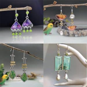 Vintage Geometric Long Turquoise Moonstone Drop Earrings