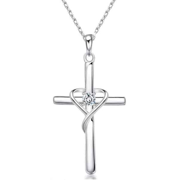 S925 Sterling Silver Cross Frame Pendant Clavicle Chain
