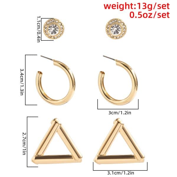 Mix And Match Simple Geometric C-shaped Half Hoop Earrings Set