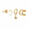 Women's Geometric Flower Shaped Diamond Earrings Set