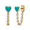 S925 Silver Needle Tassel Set With Diamond Heart Love Drops Glue Earrings Ornaments