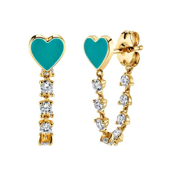 S925 Silver Needle Tassel Set With Diamond Heart Love Drops Glue Earrings Ornaments