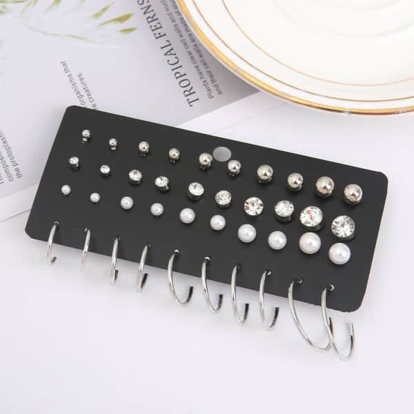 European And American New Pearl Zircon Earings Set Creative Retro Simple Elegant Earrings