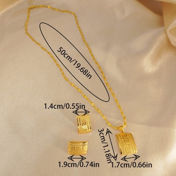 Square Design Pendant Earrings Love Jewelry