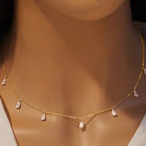 Gentle Drop-shaped Artificial Zircon Necklace