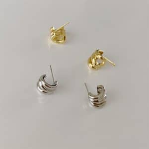Women's Metal Three-layer Small Circle Ear Studs