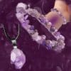 Natural Stone Amethyst Crystal Bud Irregular Rough Stone Necklace