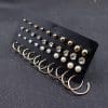 20 Pairs One Card Set Pearl Rhinestone Small Circle Stud Earrings