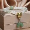 Tian Shan Cui Abacus Beads Jade Bracelet Retro Butterfly Tassel