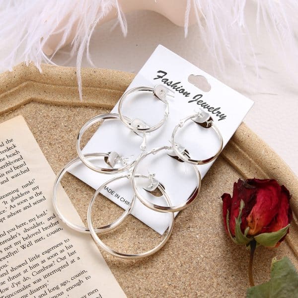 Rock exaggerated multi-size ear ring earrings set personality earrings combination earrings