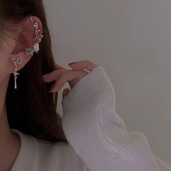 Frigid Wind Butterfly Earrings Women's Niche Simple 3Piece Set