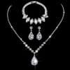 Brilliant Full Diamond Zircon Water Drop Necklace Eardrop Jewelry Set