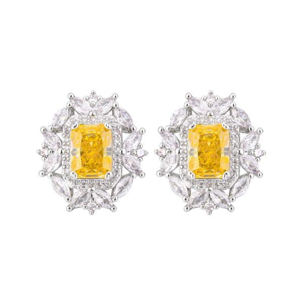 Autumn And Winter New Jewelry Diamond Ice Flower Cut Yellow Diamond Copper Inlaid Fashion