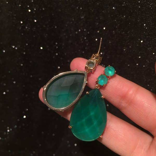 Green Water Drop Earrings Are Extravagant And Exaggerated