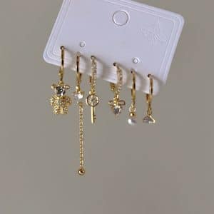 Niche Design Zircon Love Bear Stud Earrings Set
