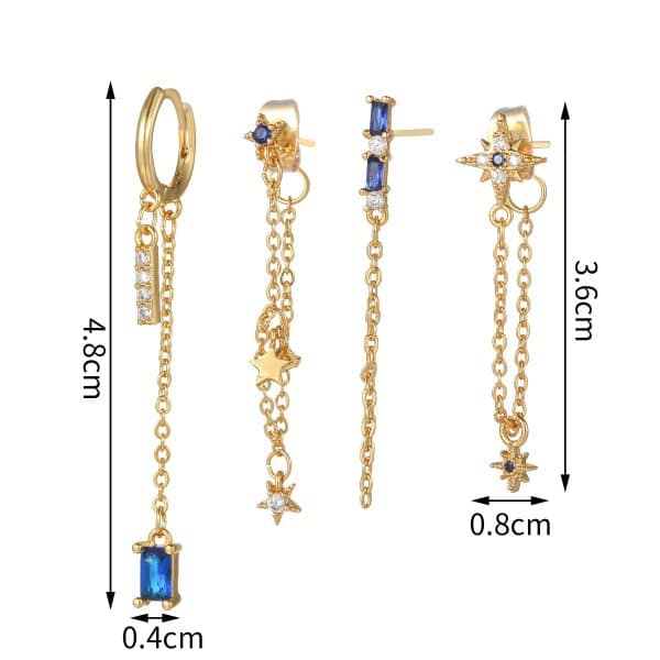 Five-piece Set Of Temperament High-end Chain Star Element Earrings