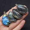 Natural Stone Black Sparkling Stone Pendant 26x40mm