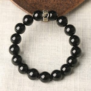 Black Stone Single Ring Bracelet For Men And Women