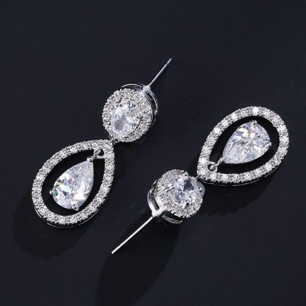 Copper Inlaid Zircon Drop Earrings Women's
