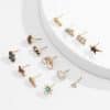 Multi-element Letter Shape Earring Set