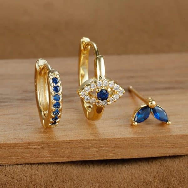 Lady Temperament Trendy Earrings Buckle Stud 3-piece Set
