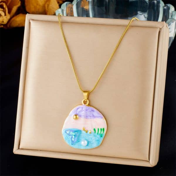 Shell Starfish Sun Stainless Steel Necklace