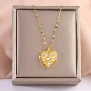 Loving Heart Zircon Openable Pendant Necklace