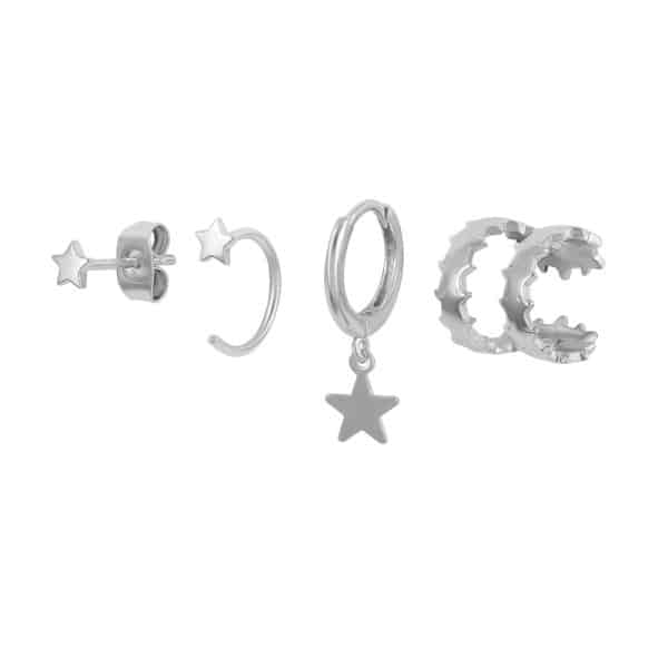 Women's Geometric Flower Shaped Diamond Earrings Set