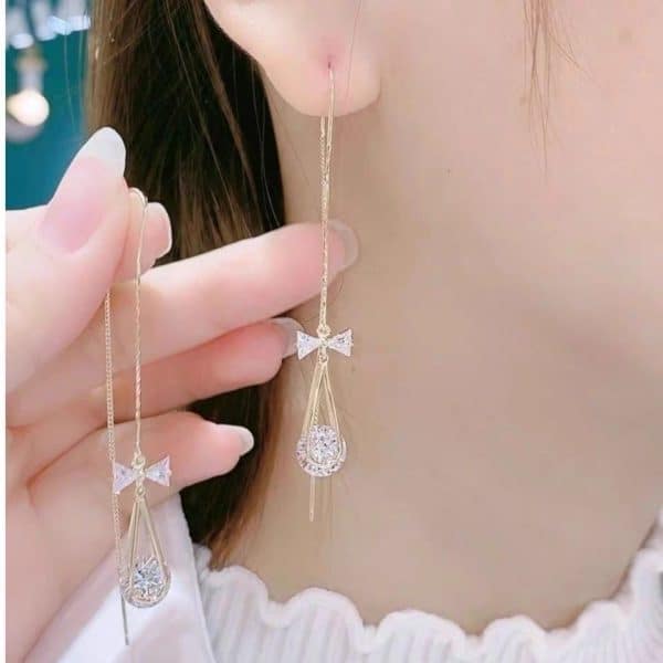 Tassel Earrings Long Water Drop Zircon