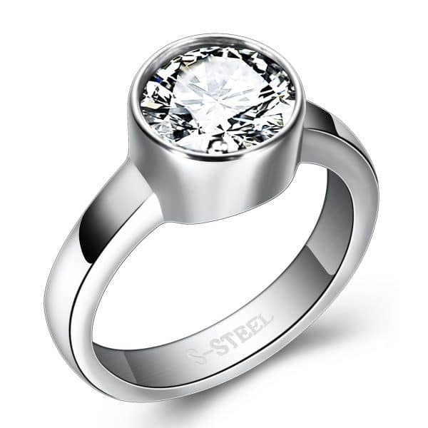 Women's Fashion Stainless Steel Diamond-studded Ring