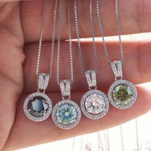 S925 Sterling Silver Moissanite Necklace Women's Light Luxury 1 Karat Round Full Diamond Clavicle Chain