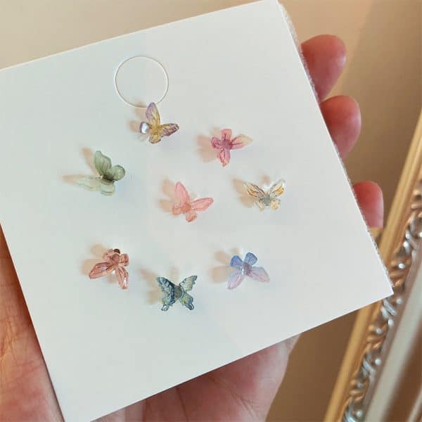 Women's Fashionable And Cute Multi-coloured Butterfly Earrings Set