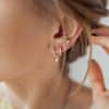 Temperamental Fairy Butterfly Glossy Love Pendant Circle Ear Clip Eardrops Geometric Three-piece Set Earrings Set