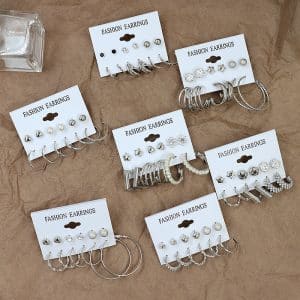 Simple Earrings 6 Pairs With Diamonds Earings Set
