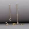 Star And Moon Rhinestone Tassel Earring Set 5 Piece Set