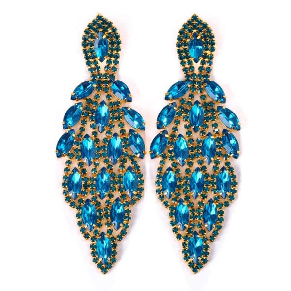 Colorful Crystals Water Drop Earrings Exaggerated Shiny