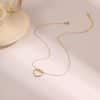 European And American Hollow Heart Shape With Diamond Pendant Stainless Steel Necklace