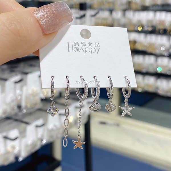 Exquisite Versatile Starfish Set Combination Earrings