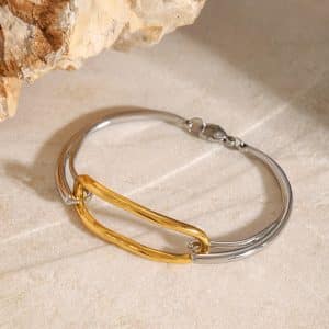 18K Stainless Steel Color Matching Geometric Bracelet