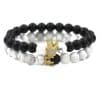 Jewelry White Turquoise Black Frosted Stone Crown Set Couple Bracelet