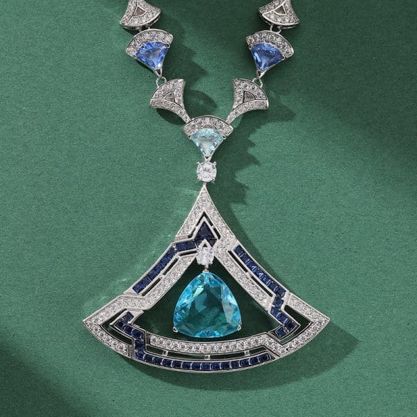 Women's Triangle Micro-set Zircon Necklace Earring Set