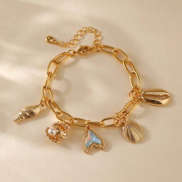 Copper Plating 18K Real Gold Color Retaining Bracelet Retro High Sense Handmade Pendant Bracelet