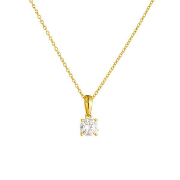 925 Sterling Silver Four-claw Round Zircon High-grade Light Luxury