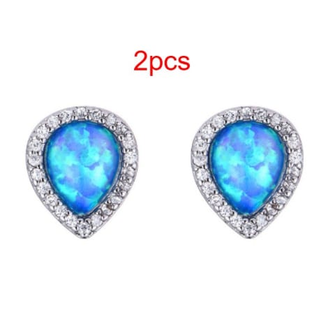 Drop Shape Blue Opal Opal Stud Earrings Cute Girl Drop-shaped Earrings